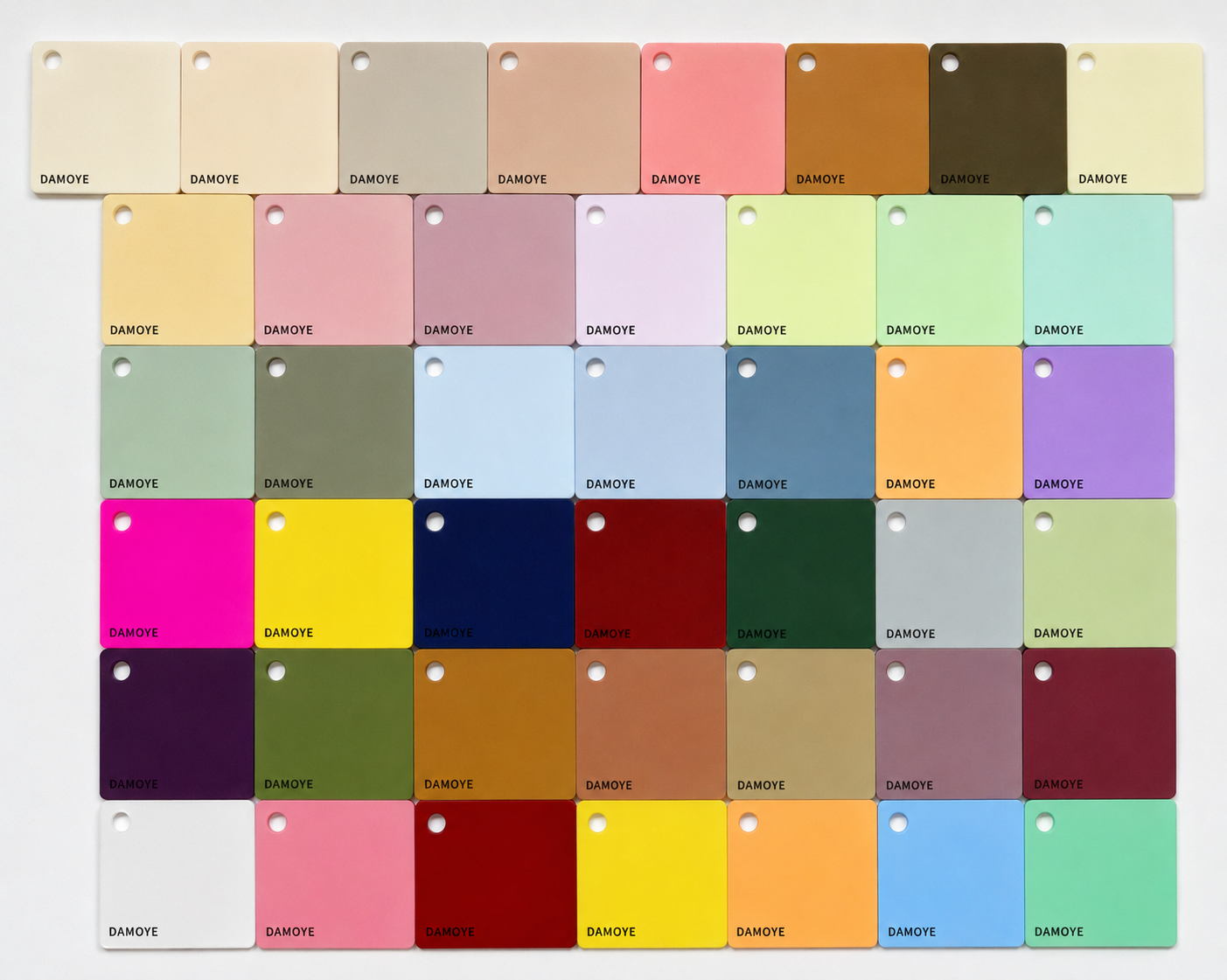 Real DAMOYE pastel color-card samples.