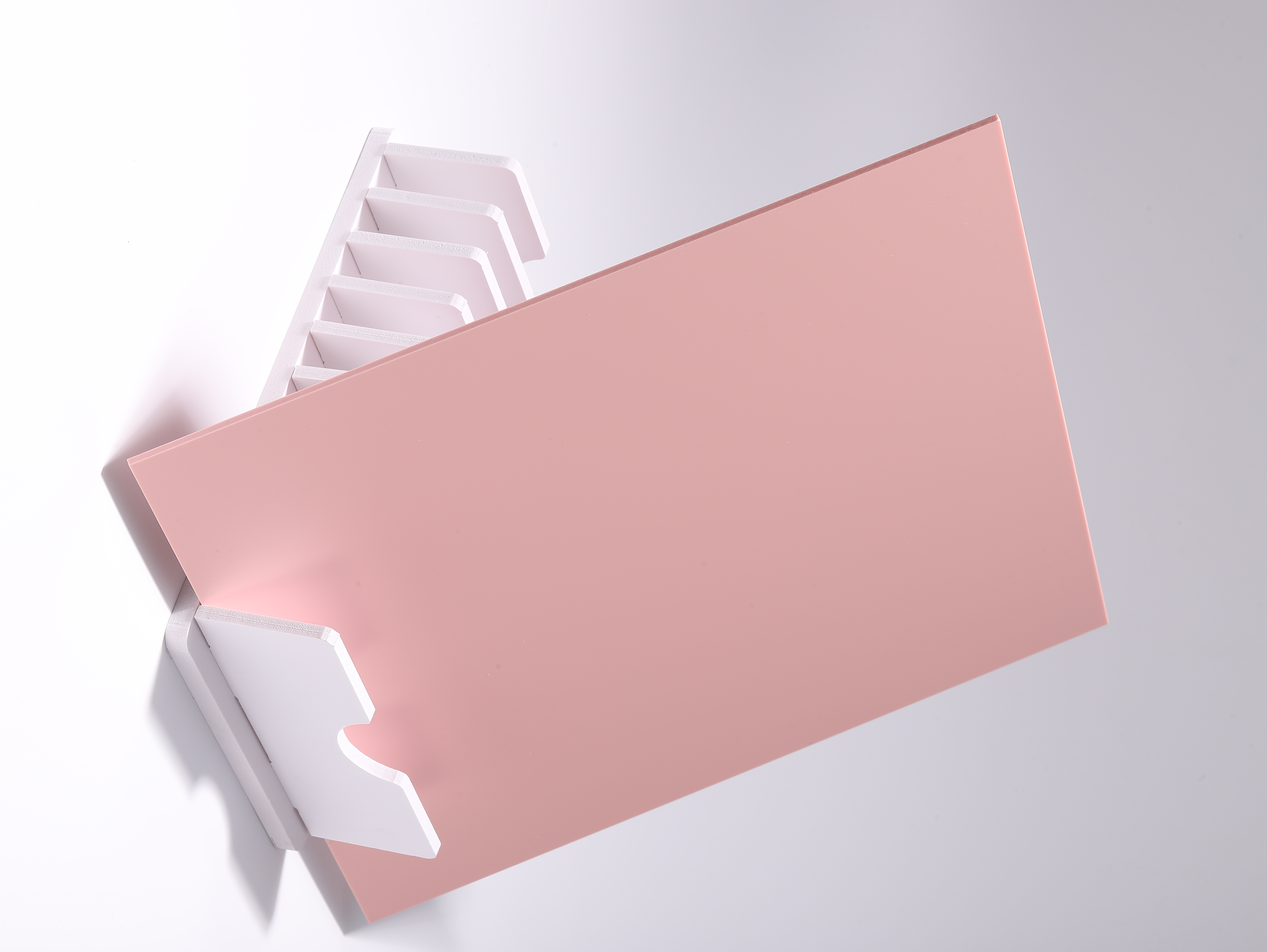 Studio photograph of a Blush opaque DAMOYE pastel cast acrylic sheet.