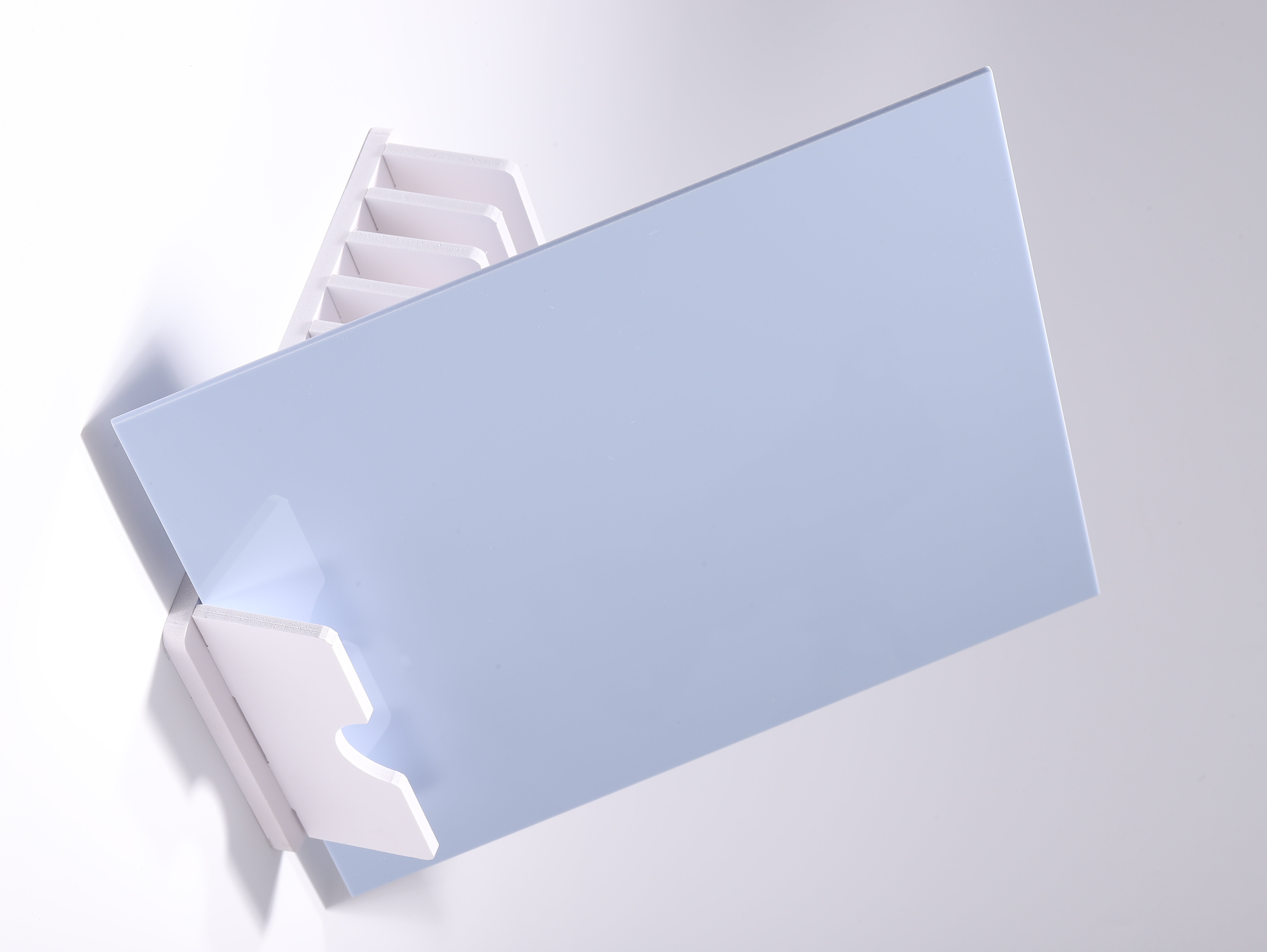 Studio photograph of an Ice opaque DAMOYE pastel cast acrylic sheet.
