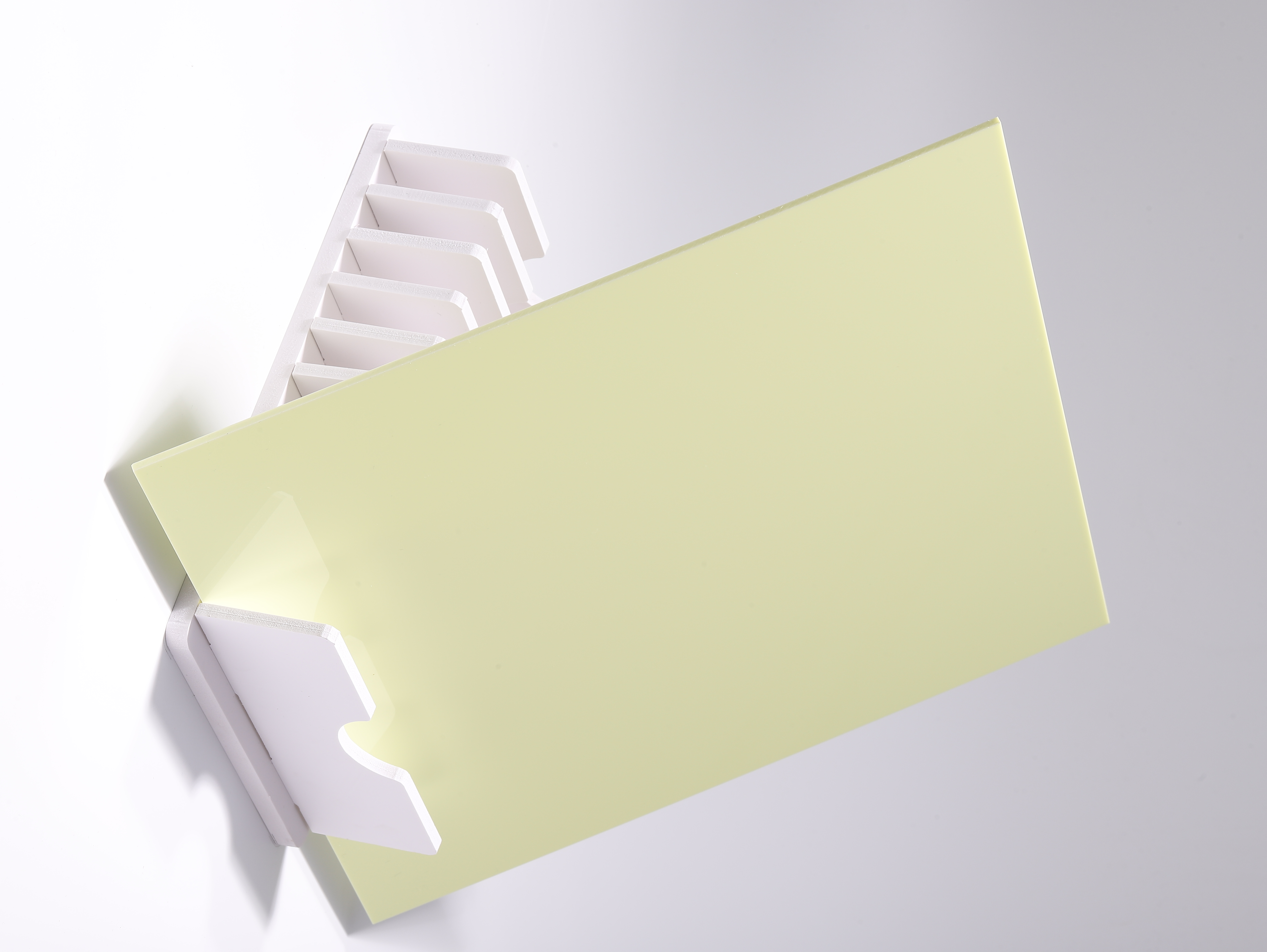 Studio photograph of a Lemon Chiffon opaque DAMOYE pastel cast acrylic sheet.